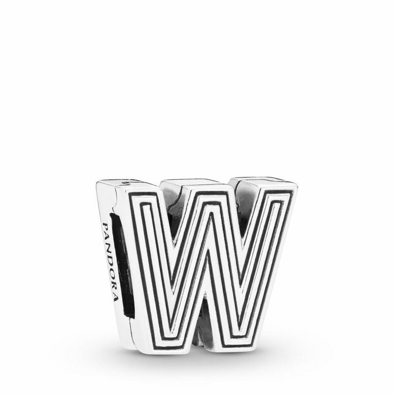 Pandora Australia Reflexions™ Letter W Clip Charm - Sterling Silver | OABKLH678